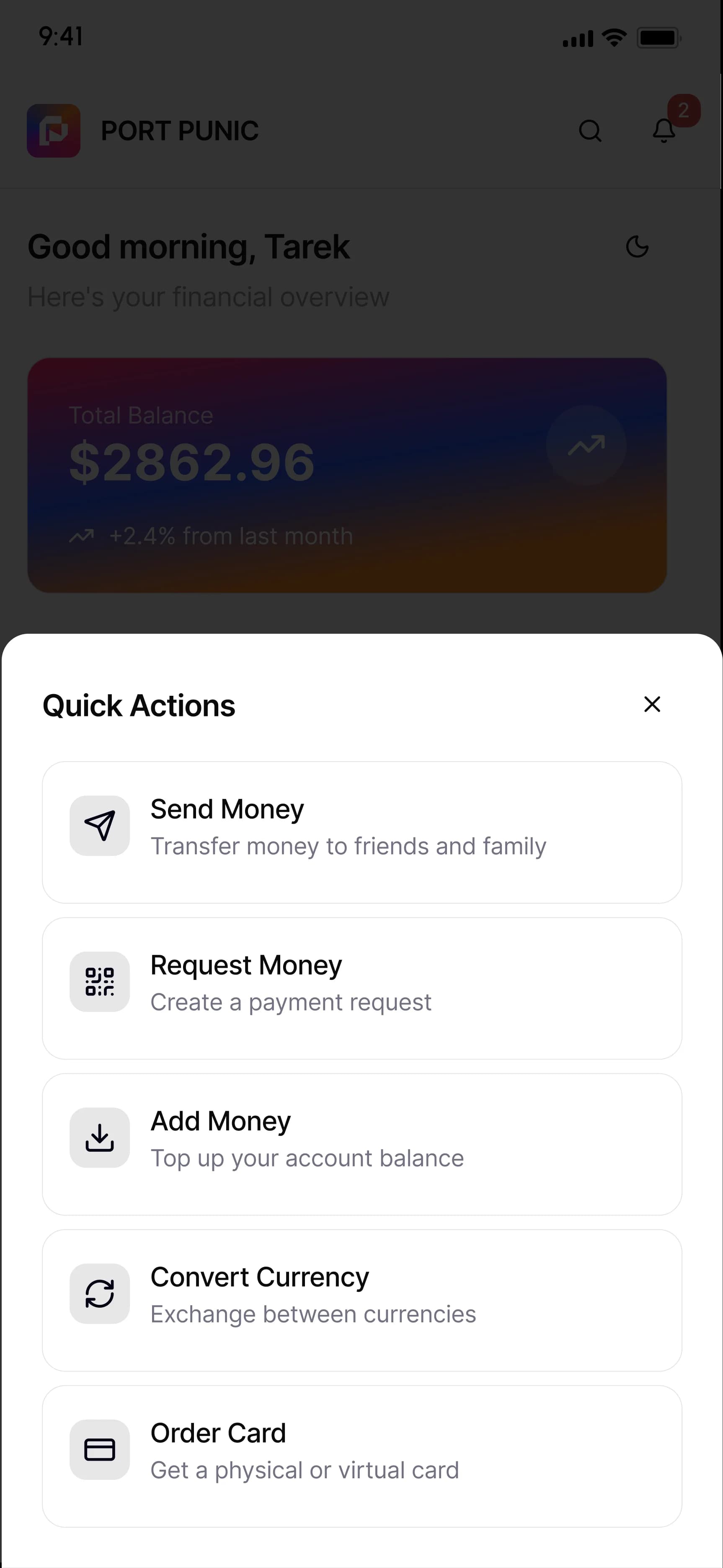 Accept Payments — Port Punic app